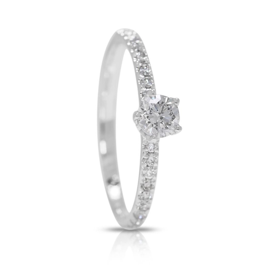Graceful 0.32ct Natural Diamond Pave Ring in 14K White Gold