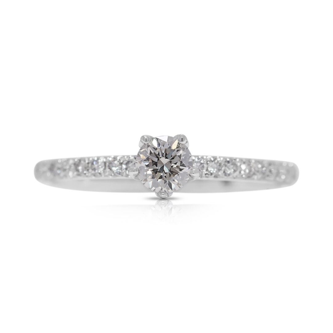 Graceful 0.32ct Natural Diamond Pave Ring in 14K White Gold
