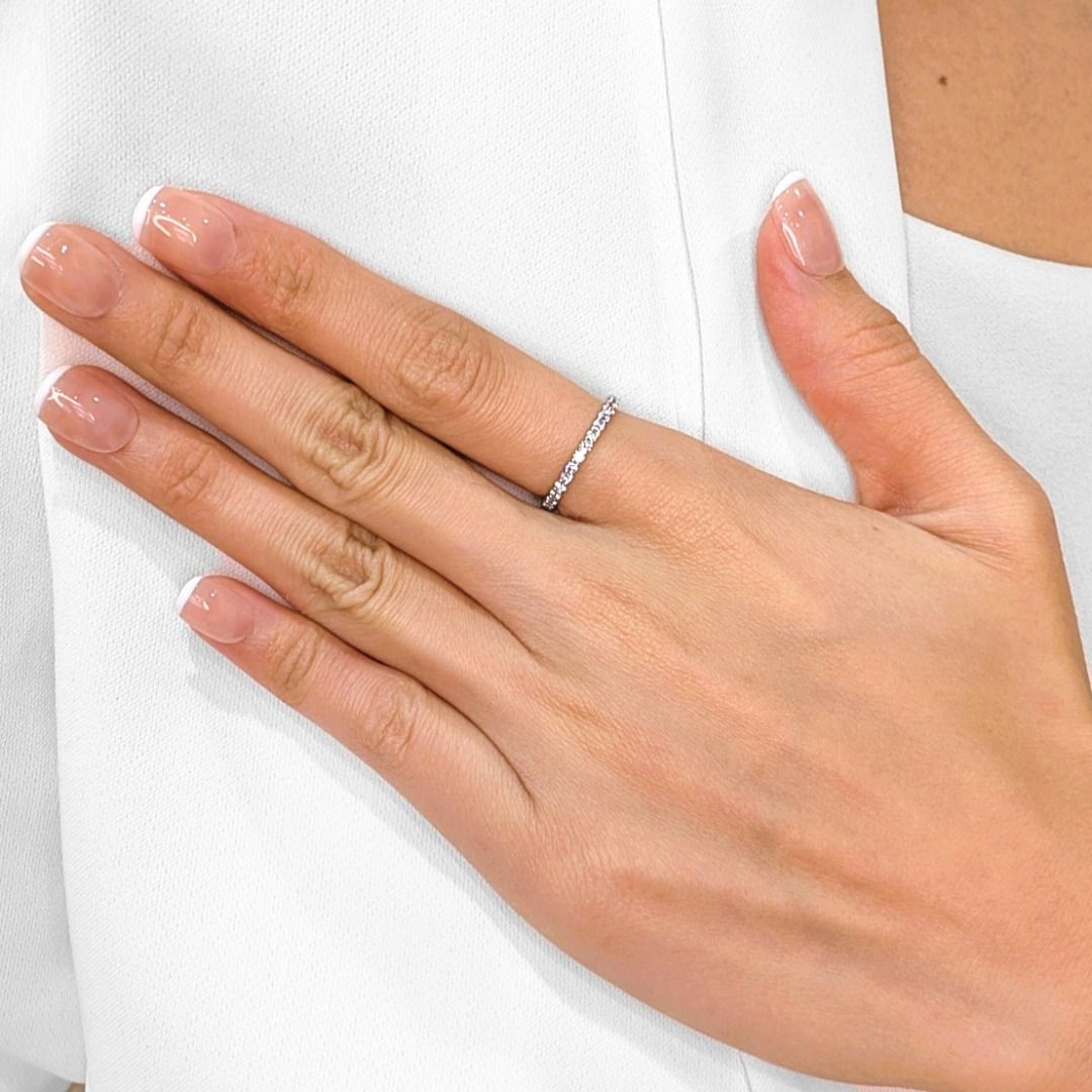 Graceful 0.76ct Natural Diamond Full Eternity 18k White Gold Ring (New-Unworn)