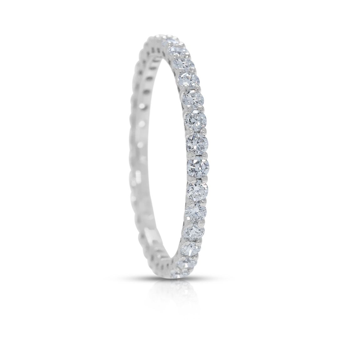 Graceful 0.76ct Natural Diamond Full Eternity 18k White Gold Ring (New-Unworn)