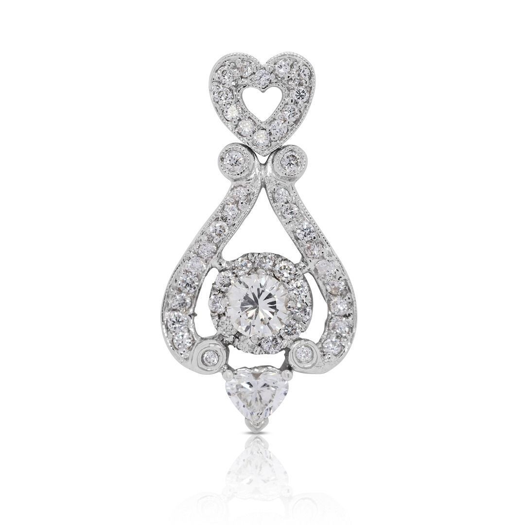 Graceful 1ct Natural Diamonds 18K White Gold Pendant (New-Unworn)