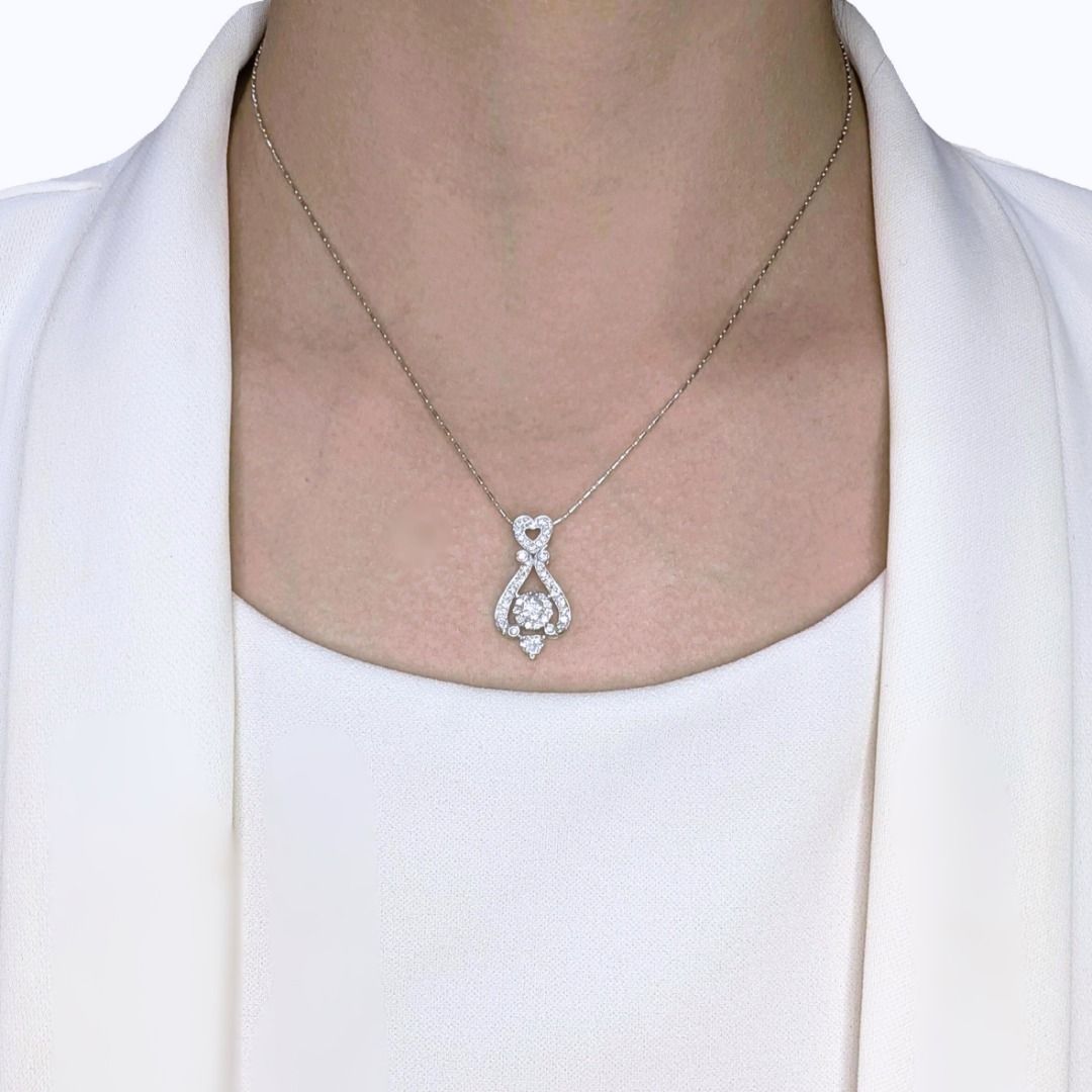 Graceful 1ct Natural Diamonds 18K White Gold Pendant (New-Unworn)