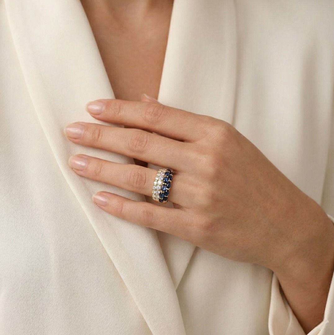 Graceful 1ct Sapphire & Diamond Ring in 18K Yellow Gold