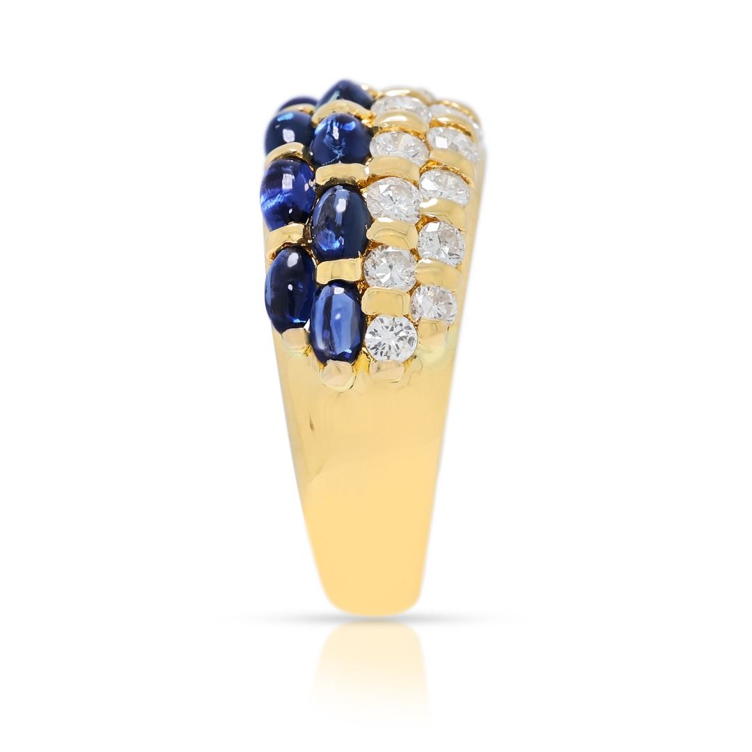 Graceful 1ct Sapphire & Diamond Ring in 18K Yellow Gold