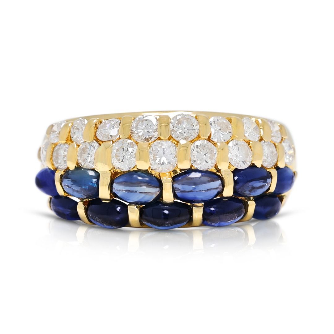 Graceful 1ct Sapphire & Diamond Ring in 18K Yellow Gold