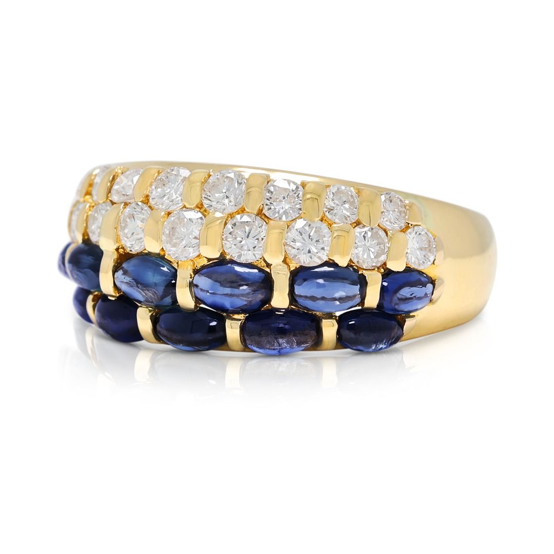 Graceful 1ct Sapphire & Diamond Ring in 18K Yellow Gold