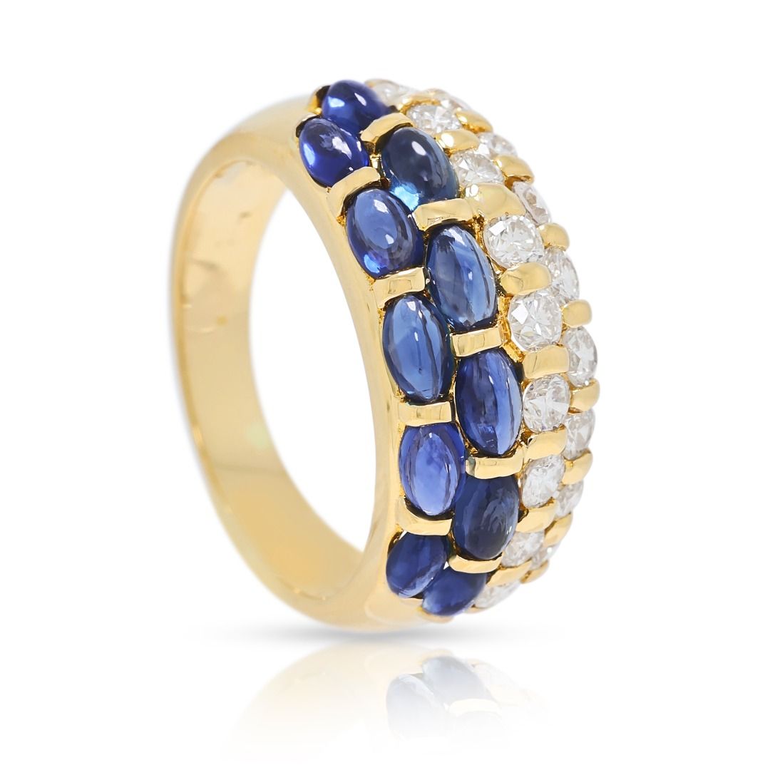 Graceful 1ct Sapphire & Diamond Ring in 18K Yellow Gold