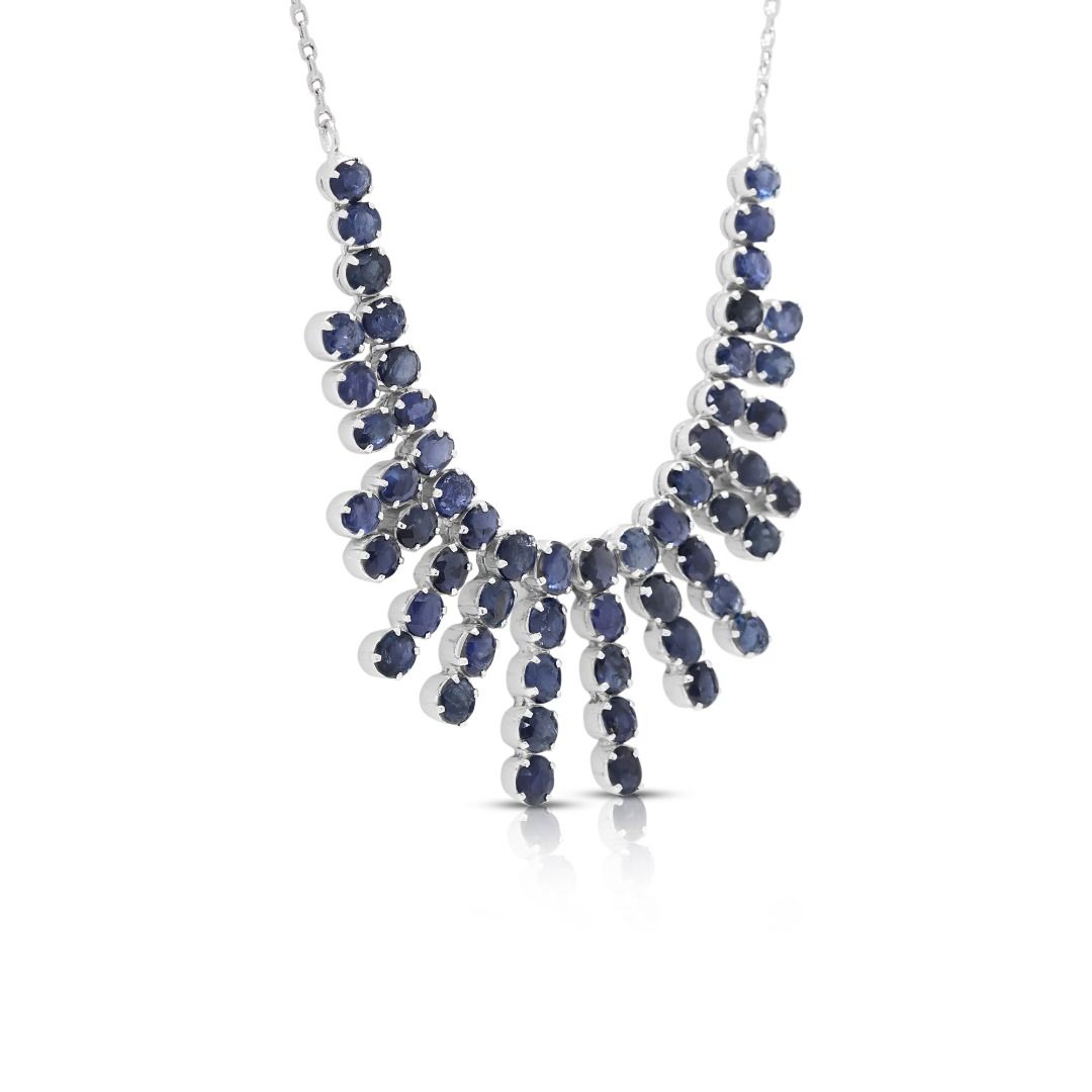 Graceful 2.24ct Sapphire Necklace in 18K White Gold