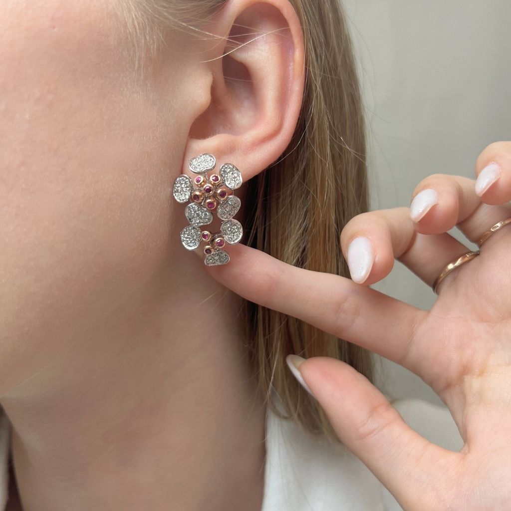 Striking 3.46ct Ruby & Diamond Earrings in 14K White Gold – IGI Certified