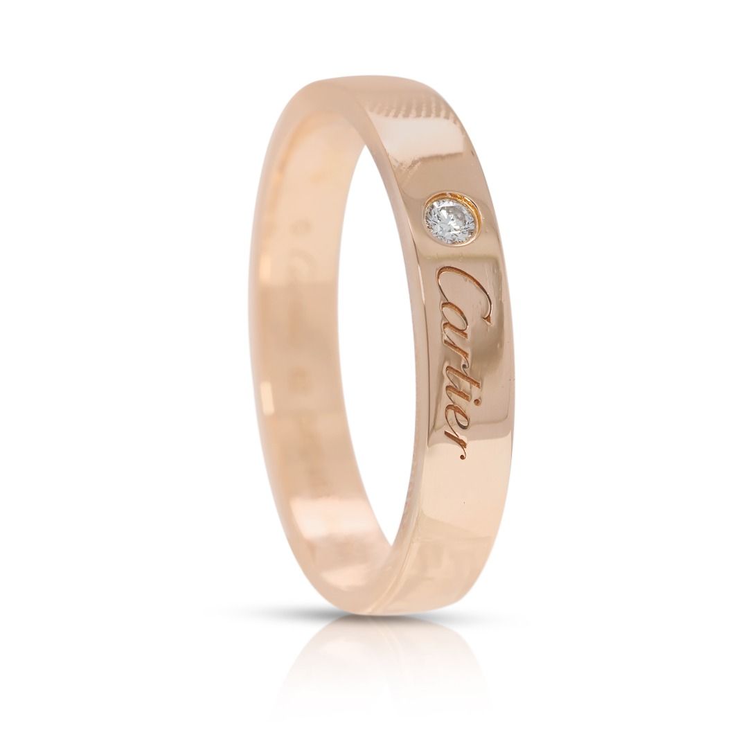 Iconic 0.03ct Natural Diamond Cartier 18K Rose Gold Band Ring