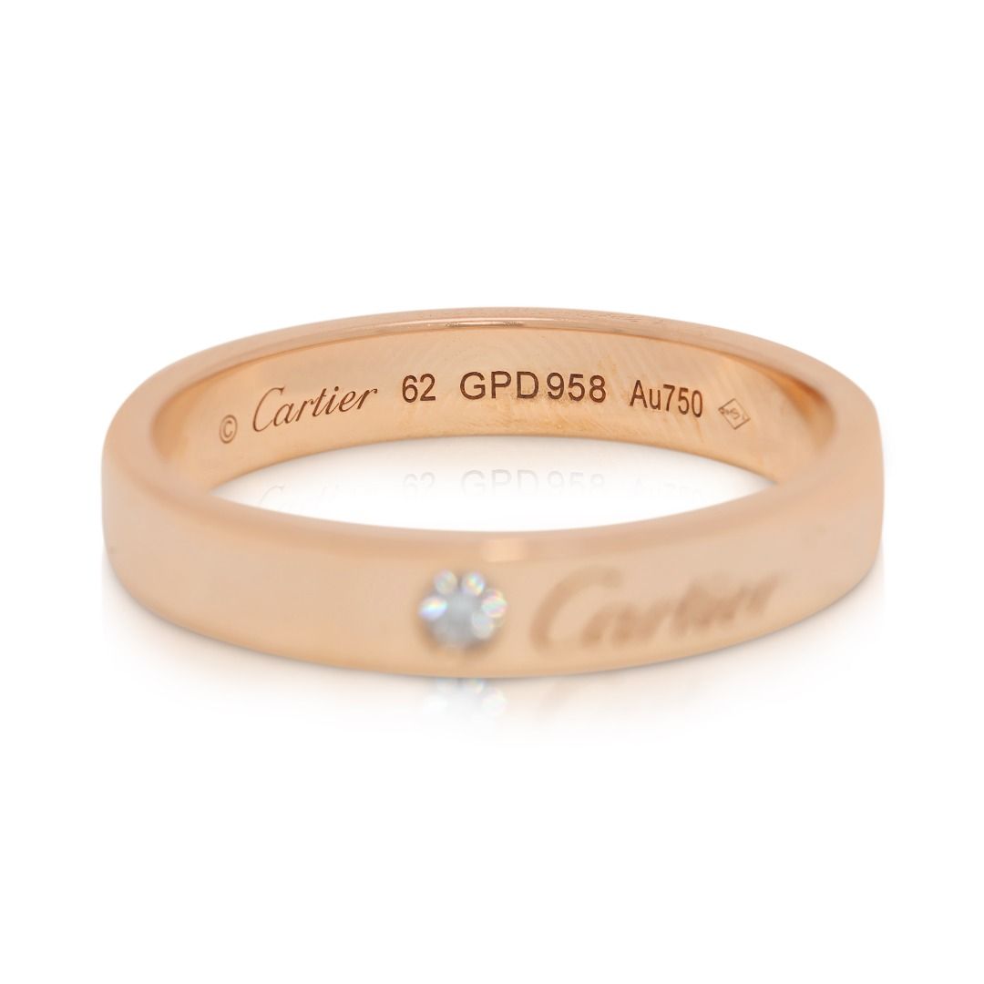 Iconic 0.03ct Natural Diamond Cartier 18K Rose Gold Band Ring