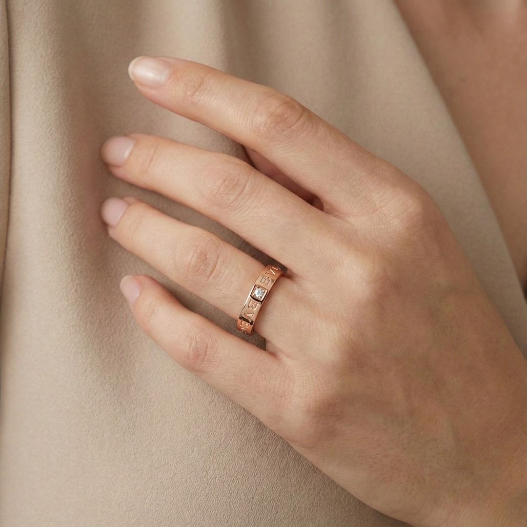 Iconic 0.04ct Diamond Bvlgari Ring in 18K Rose Gold (Full Set) - Certified