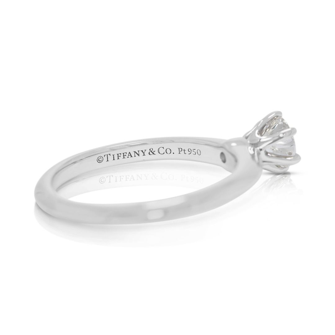 Iconic 0.41ct Tiffany & Co. Natural Diamond Platinum Solitaire Ring with Certificate