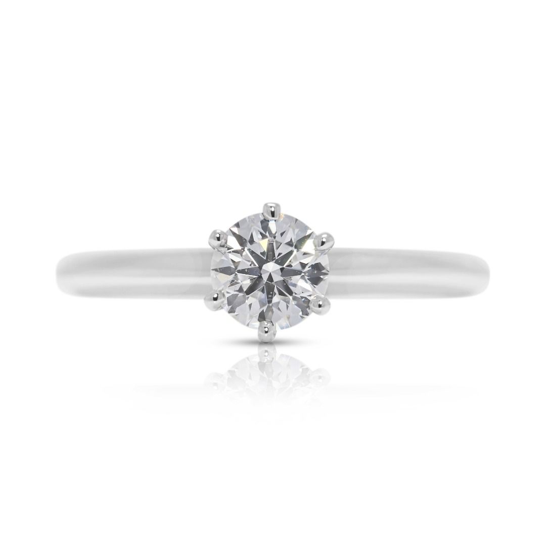 Iconic 0.41ct Tiffany & Co. Natural Diamond Platinum Solitaire Ring with Certificate