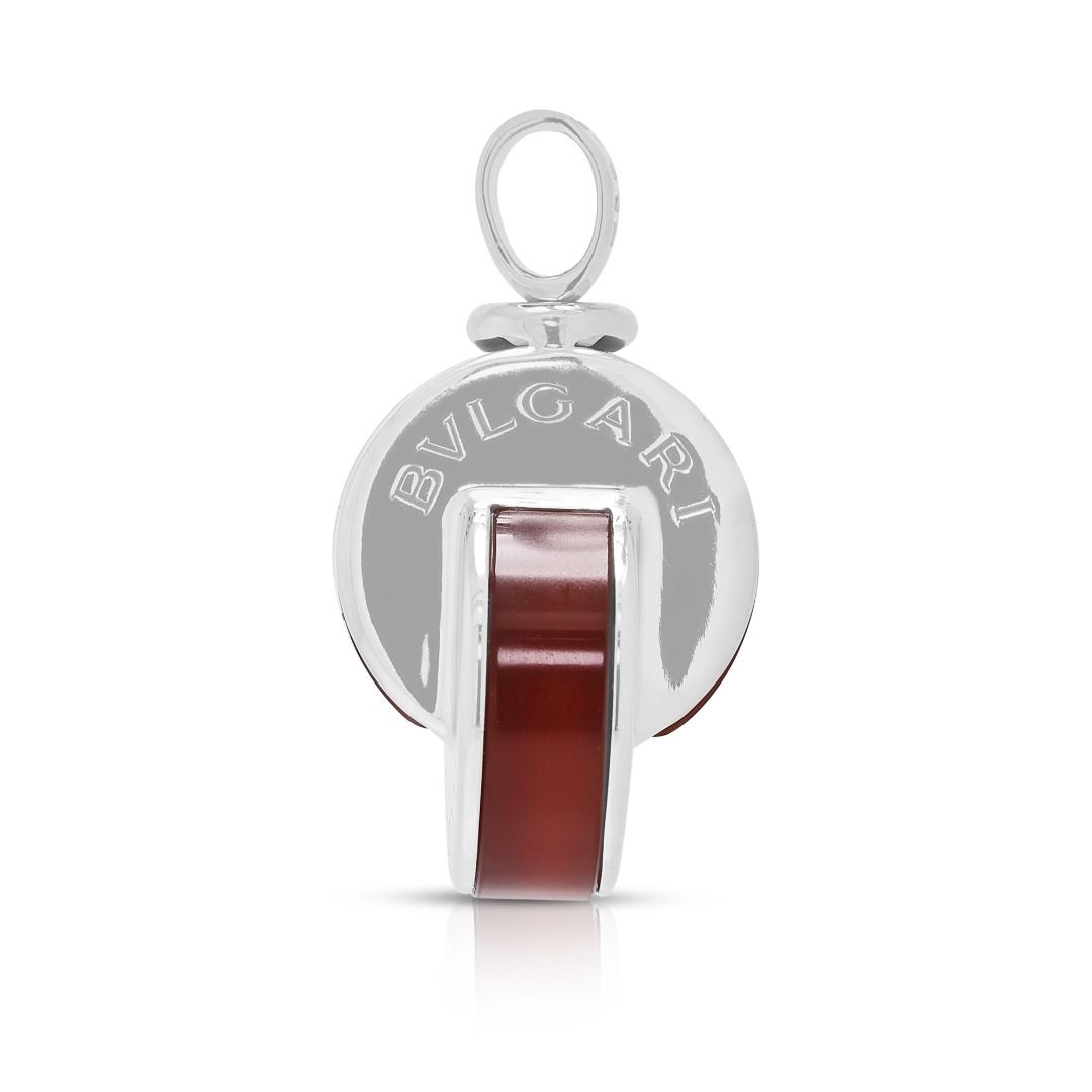 Iconic Bvlgari Dark Red Agate Pendant in 18K White Gold