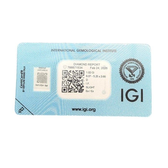 IGI Certified 1.02ct Cushion-Shaped Diamond