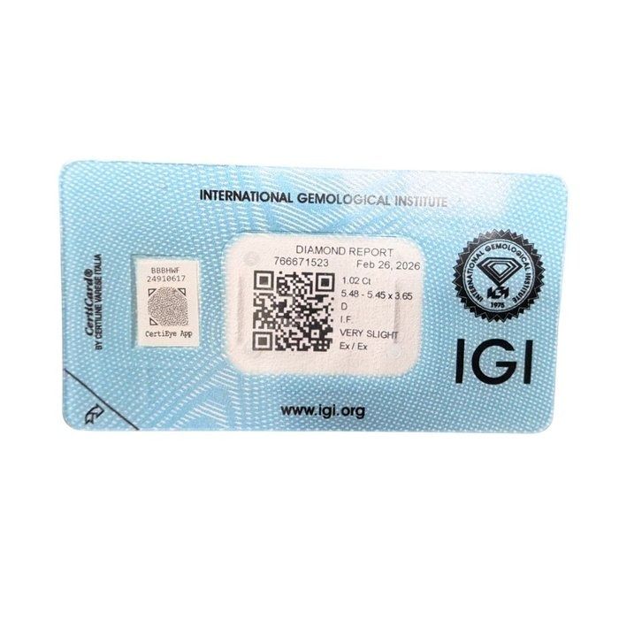 IGI Certified 1.02ct Square Emerald Diamond