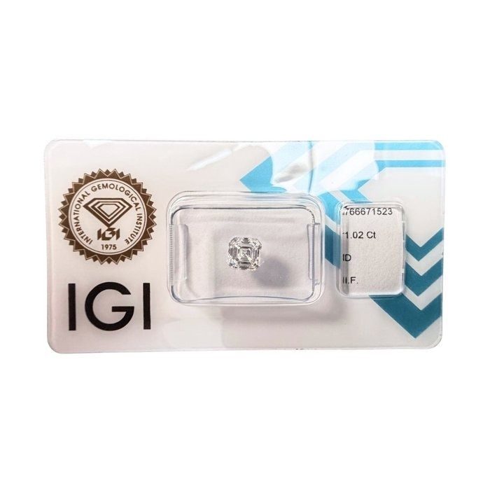 IGI Certified 1.02ct Square Emerald Diamond
