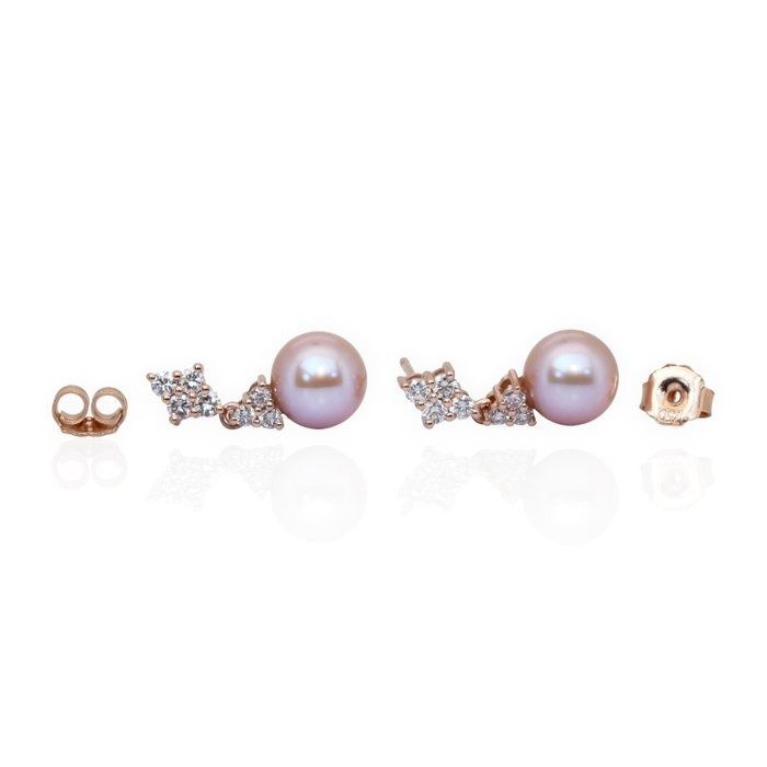 IGI Certified 11.72ct Salt Water Pearls and Diamonds Drop Earrings in 18k Rose Gold