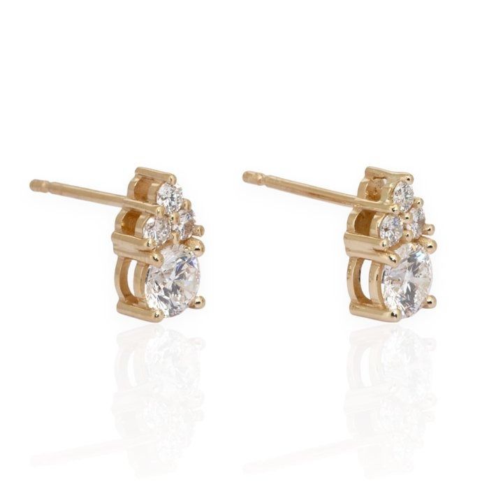 IGI Certified 1.31ct Diamonds Earrings in 18k Yellow Gold