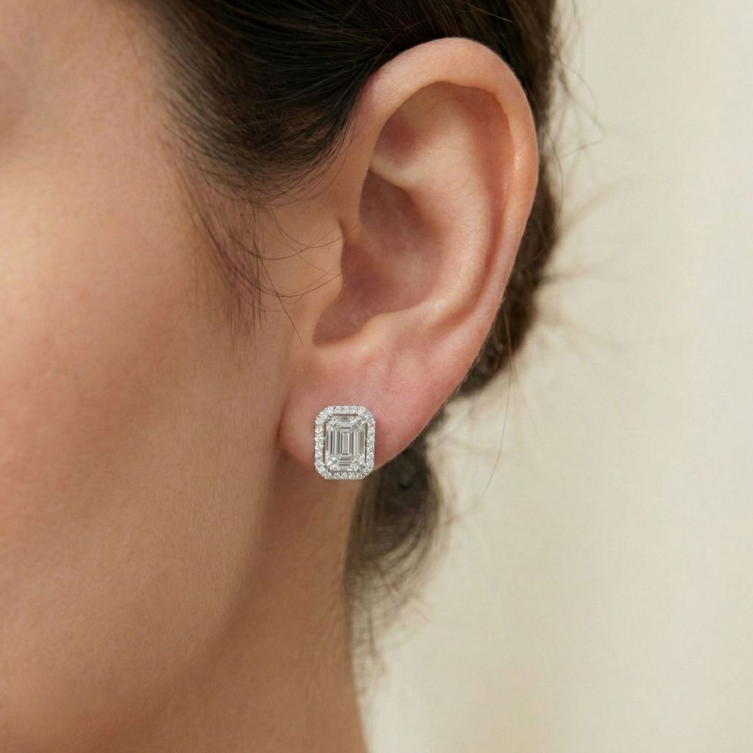 IGI Certified 1.32ct Diamonds Stud Earrings in 18k White Gold