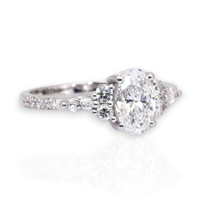 IGI Certified 1.41ct Diamonds Pave Ring in 18k White Gold