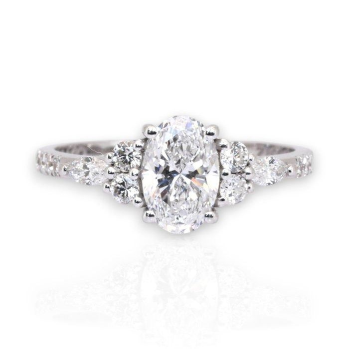 IGI Certified 1.41ct Diamonds Pave Ring in 18k White Gold
