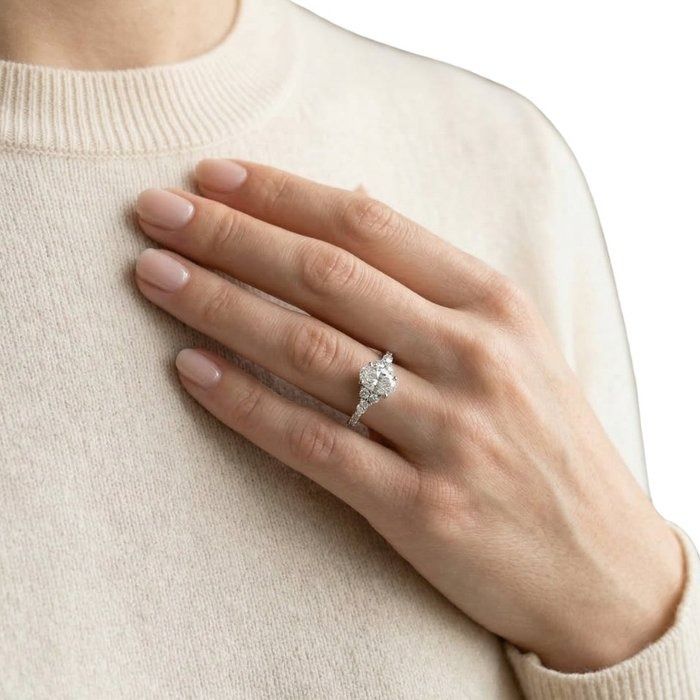 IGI Certified 1.41ct Diamonds Pave Ring in 18k White Gold