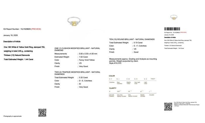 IGI Certified 1.44ct Diamonds Cluster Ring in 18k White & Yellow Gold