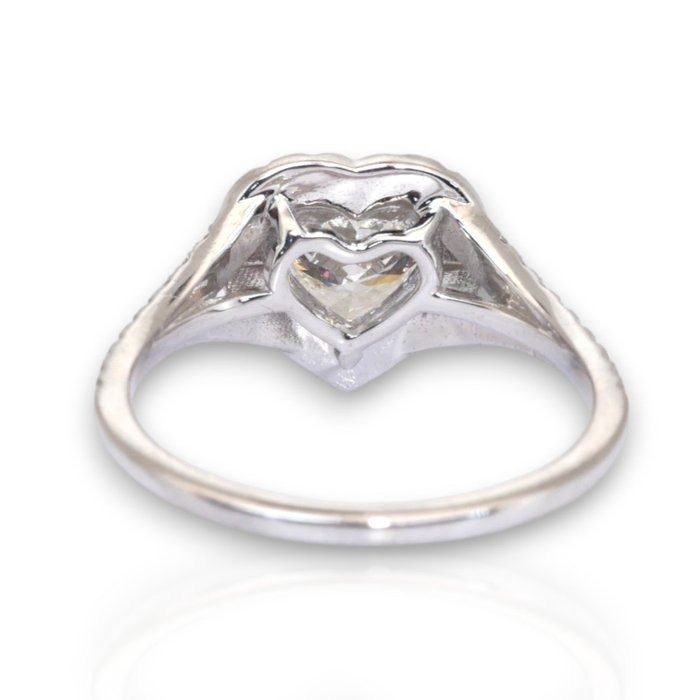 IGI Certified 1.46ct Diamonds Heart Halo Ring in 18k White Gold