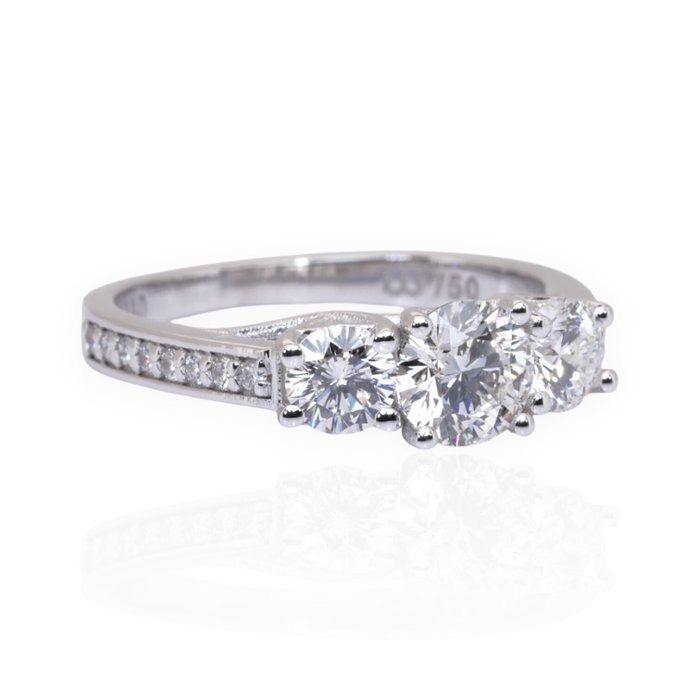 IGI Certified 1.55ct Diamonds 3-Stone Ring in 18k White Gold