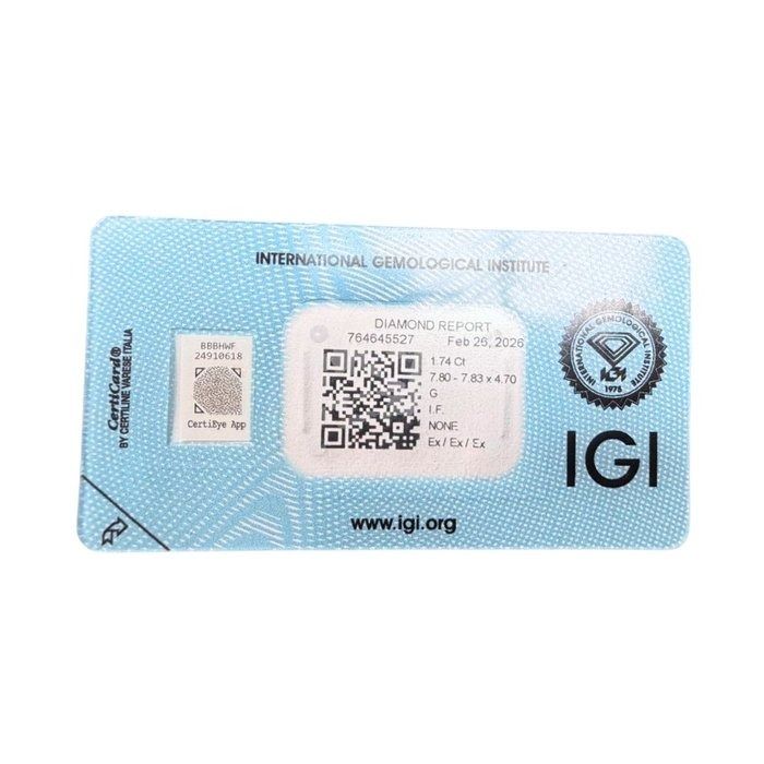 IGI Certified 1.74ct Round-Shaped Diamond
