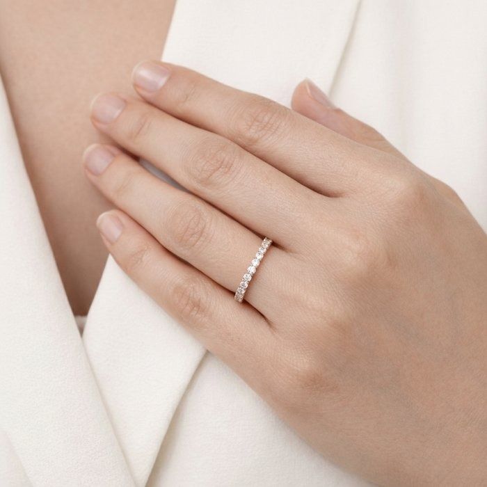 IGI Certified 1.81ct Diamonds Eternity Band Ring in 18k Rose Gold