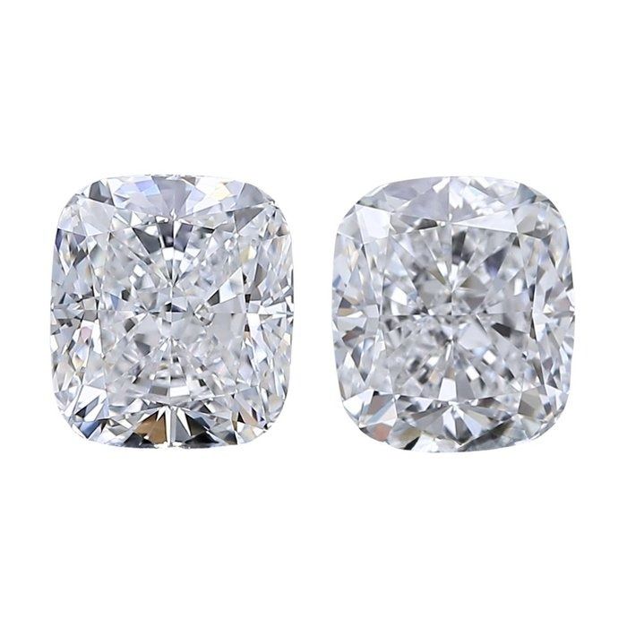 IGI Certified 2.02ct Pair of Cushion-Shaped Diamonds