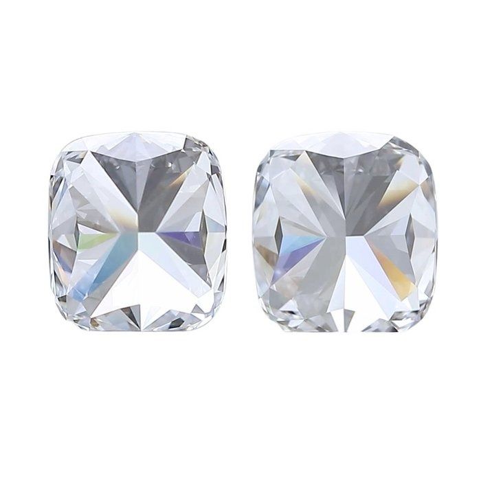 IGI Certified 2.02ct Pair of Cushion-Shaped Diamonds