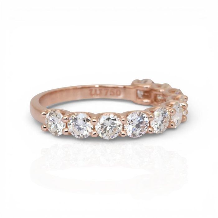 IGI Certified 2.03ct Diamonds Half-Eternity Ring in 18k Rose Gold