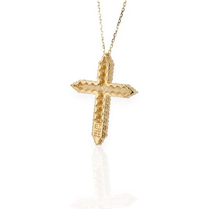 IGI Certified 2.03ct Diamonds Necklace with Cross Pendant in 18k Yellow Gold