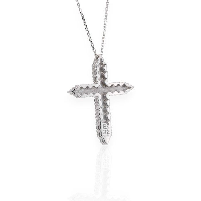 IGI Certified 2.08ct Diamonds Necklace with Cross Pendant in 18k White Gold
