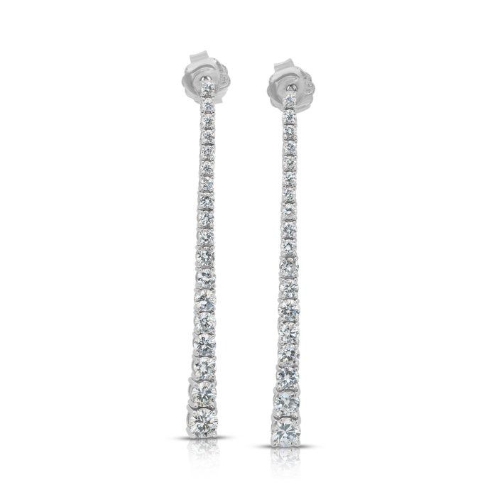 IGI Certified 2.16ct Diamonds Drop Earrings in 18k White Gold