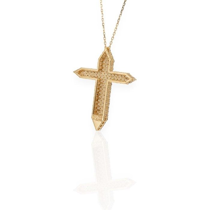 IGI Certified 2.20ct Diamonds Necklace with Cross Pendant in 18k Yellow Gold