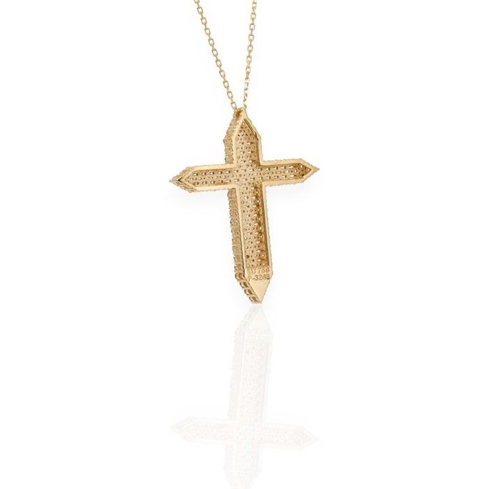 IGI Certified 2.20ct Diamonds Necklace with Cross Pendant in 18k Yellow Gold