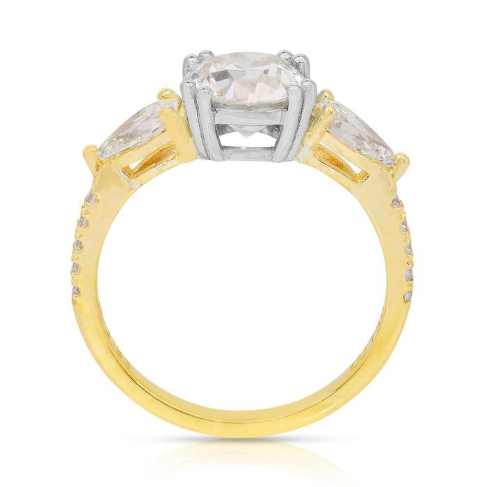 IGI Certified 2.25ct Diamonds 3-Stone Ring with Pave Accent in 18k White & Yellow Gold