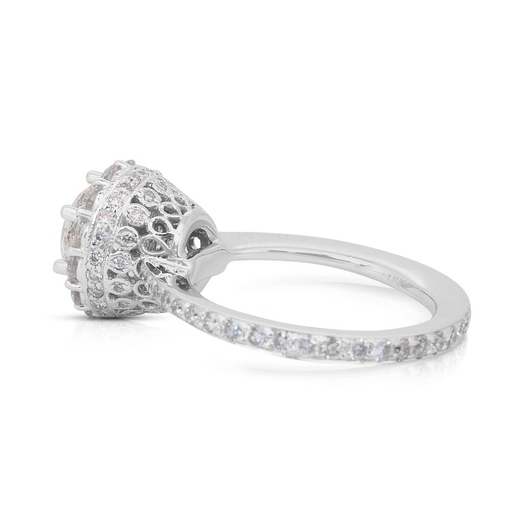 IGI Certified 2.42ct Diamonds Halo Ring in 14k White Gold
