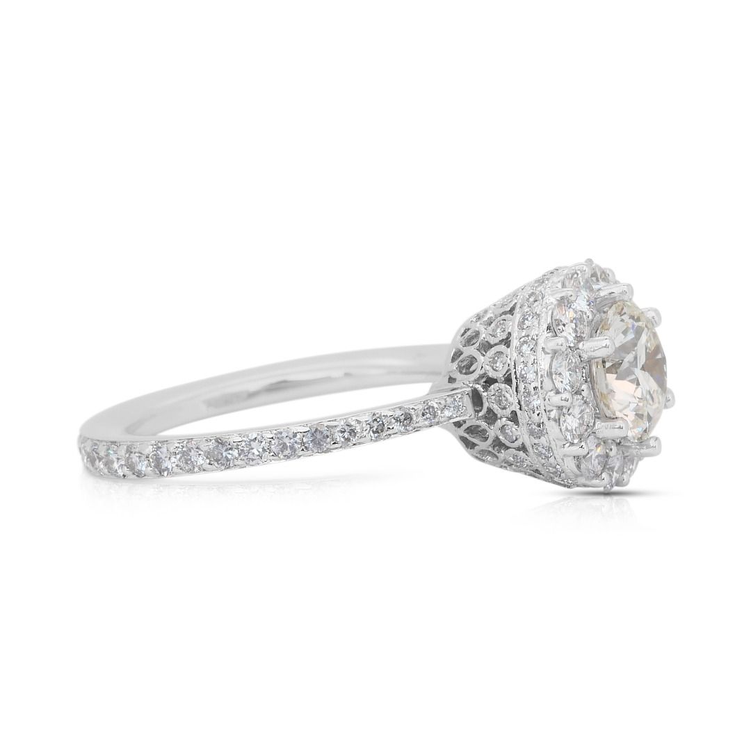 IGI Certified 2.42ct Diamonds Halo Ring in 14k White Gold