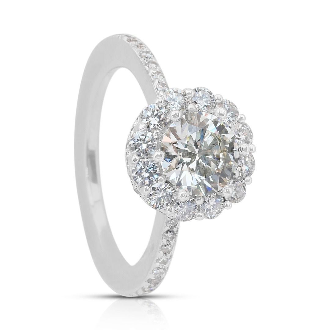 IGI Certified 2.42ct Diamonds Halo Ring in 14k White Gold