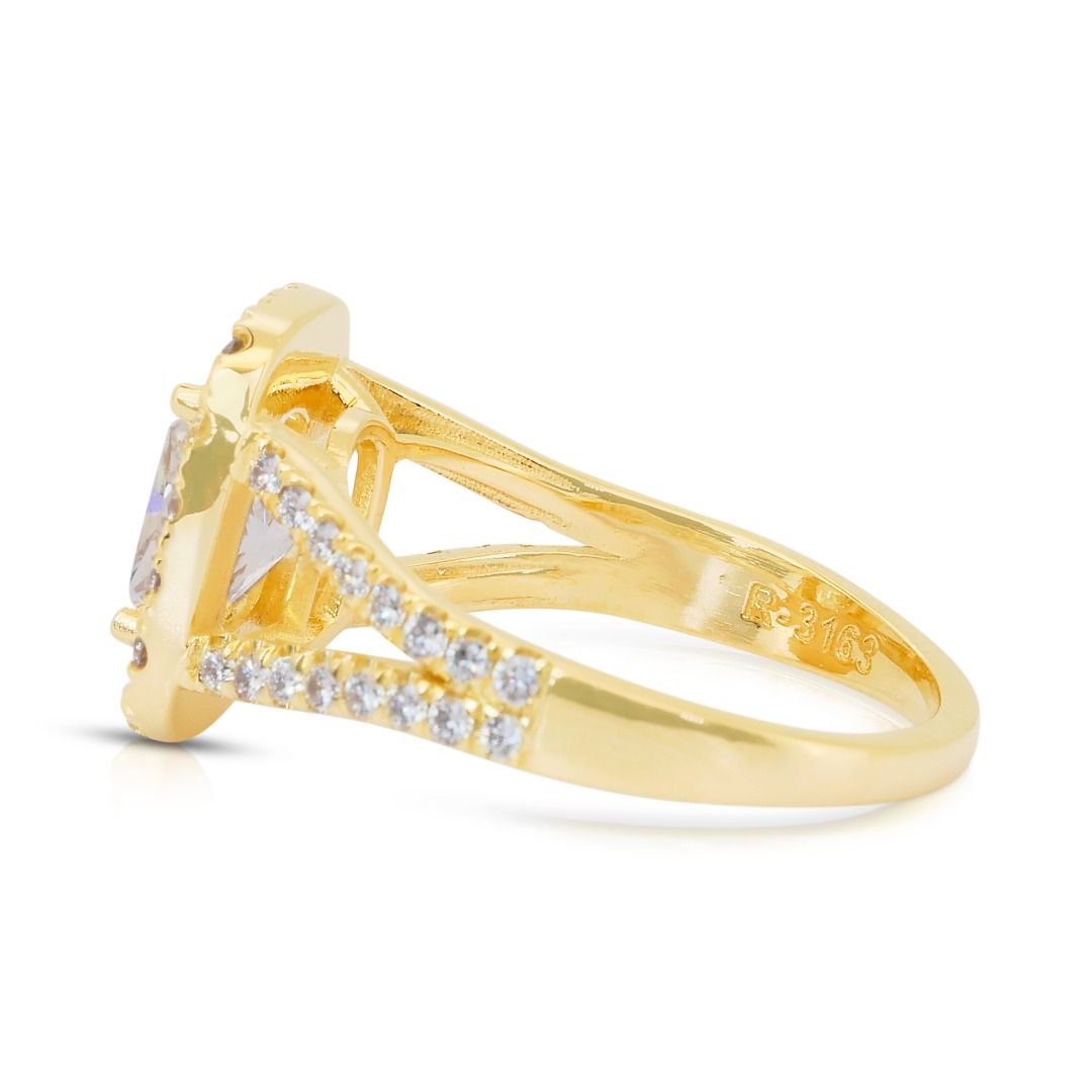IGI Certified 2.43ct Diamonds Halo Ring in 18k Yellow Gold