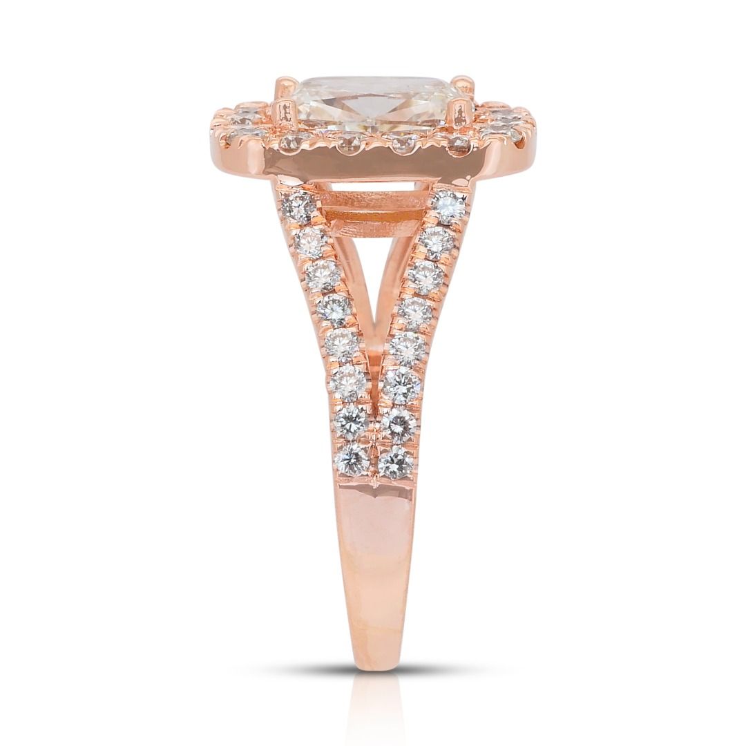 IGI Certified 2.45ct Diamonds Halo Ring in 18k Rose Gold