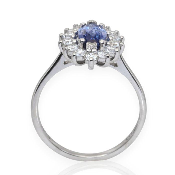 IGI Certified 2.50ct Sapphire and Diamonds Cluster Ring in 18k White Gold