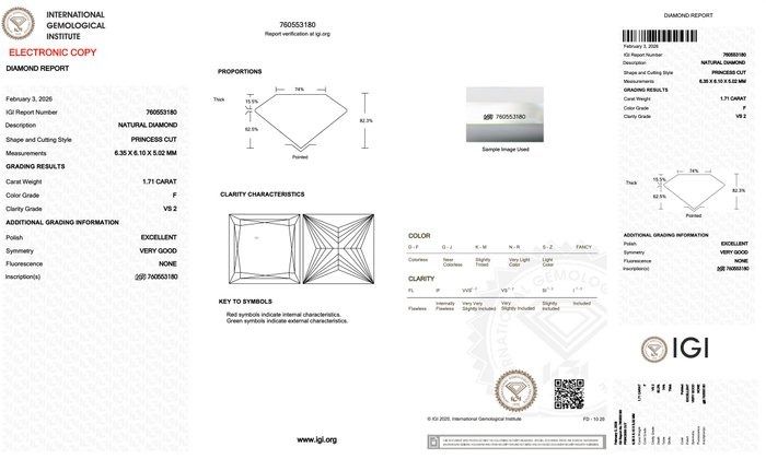 IGI Certified 2.56ct Diamonds Cluster Ring in 18k White Gold