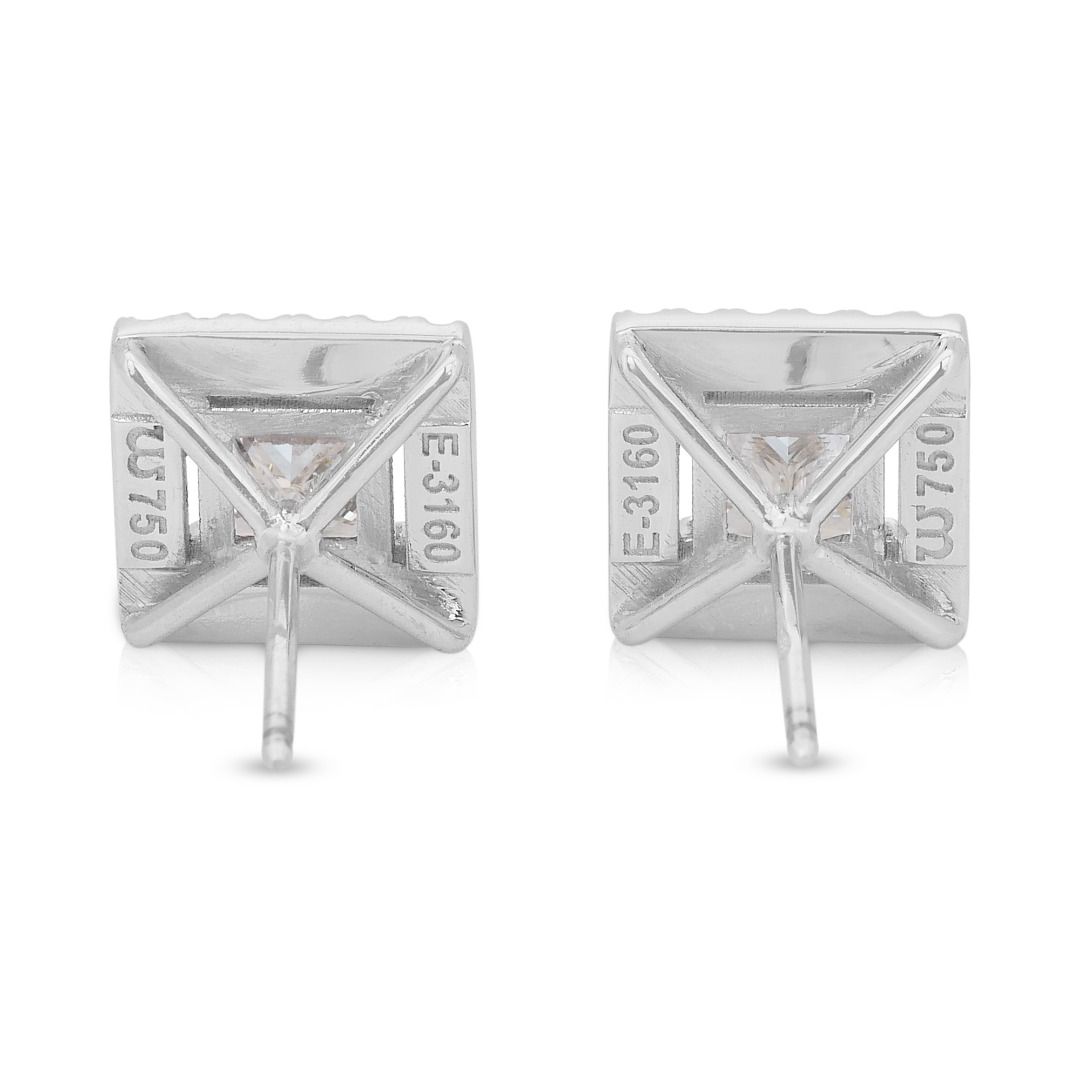 IGI Certified 2.69ct Diamonds Stud Earrings in 18k White Gold